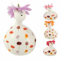 J-Line beeld kat met gerbera 9 cm 4 assorti | 12 stuks