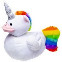 LG-Imports knuffeleendhoorn meisjes 23 cm pluche wit - thumbnail