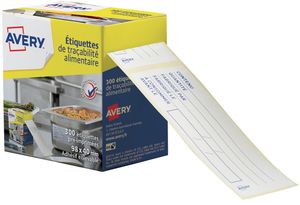 Avery etiketten voor voedselcodering, ft 98 x 40 mm, 1 rol met 300 afscheurbare etiketten in dispenser