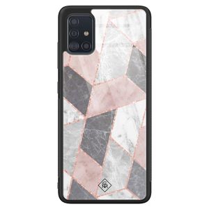 Samsung Galaxy A71 glazen hardcase - Stone grid