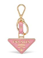 Prada porte-clés en cuir Saffiano à plaque logo - Rose