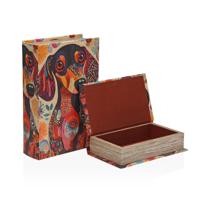 Decoratieve Doos Versa Canvas Hout MDF Boek Hond