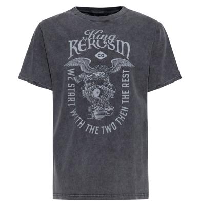 King Kerosin Eagle On Engine Washed T-shirt Anthracite-2XL