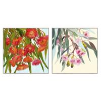 Canvas Home ESPRIT Geel Blauw Blommor Shabby Chic 100 x 4 x 100 cm (2 Stuks)