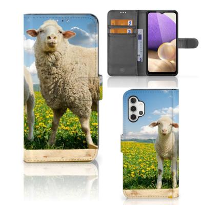 Samsung Galaxy A32 4G | Telefoonhoesje | Met pasjeshouder | Schaap en Lammetje