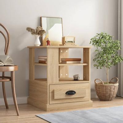 Bijzettafel 50x50x60 cm bewerkt hout sonoma eikenkleurig
