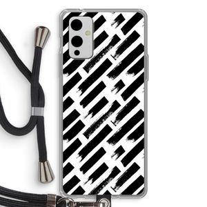 Zwarte vegen: OnePlus 9 Transparant Hoesje met koord