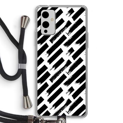 Zwarte vegen: OnePlus 9 Transparant Hoesje met koord