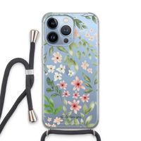 Botanical sweet flower heaven: iPhone 13 Pro Transparant Hoesje met koord