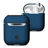 Frosted rubber Paint + PC Bluetooth koptelefoon Case anti-verloren opbergtas voor Apple AirPods 1/2 (blauw)