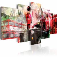 Schilderij - Gedachten aan Londen, Rood, 5luik, premium print