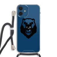 Angry Bear (black): iPhone 12 Transparant Hoesje met koord Angry Bear (black): iPhone 12 Transparant Hoesje met koord