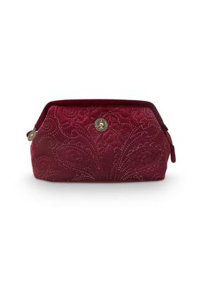 Pip Studio Pip Cosmetic Purse Small Velvet Quiltey Days Red 19x12x8.5cm