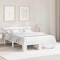 Bedframe met hoofdeinde Wit 150 x 200 cm Massief grenenhout