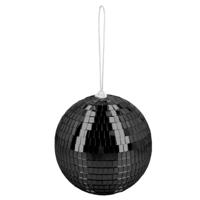 Disco spiegel bal - rond - zwart - Dia 15 cm - Seventies/eighties thema versiering