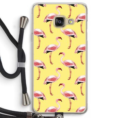 Flamingo's geel: Samsung Galaxy A3 (2016) Transparant Hoesje met koord