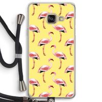 Flamingo's geel: Samsung Galaxy A3 (2016) Transparant Hoesje met koord