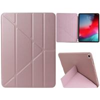 Gierst textuur PU + silica gel volledige dekking lederen case voor iPad Air (2019)/iPad Pro 10 5 inch met multi-vouwen houder (Rose goud)