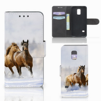 Samsung Galaxy S5 Mini Telefoonhoesje met Pasjes Paarden - thumbnail