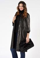 Yoek Leren blouse-jurk | Zwart | Maat 56