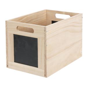 Opbergmand/kist met krijtvlakken - hout - L30 x B20 x H20 cm - lichtbruin - kast organizer