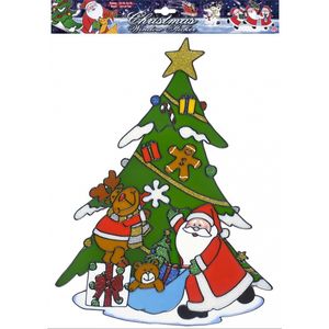 Kerst decoratie stickers kerstman/rendier plaatjes 40 cm   -