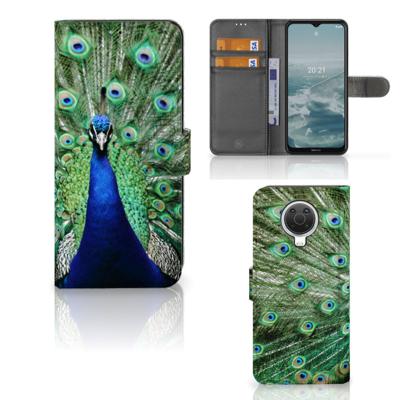 Nokia G10 | G20 | Telefoonhoesje | Met pasjeshouder | Pauw