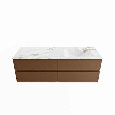 MONDIAZ VICA-DLUX 150cm badmeubel onderkast Rust 4 lades. Inbouw wastafel CLOUD rechts zonder kraangat, kleur Frappe.