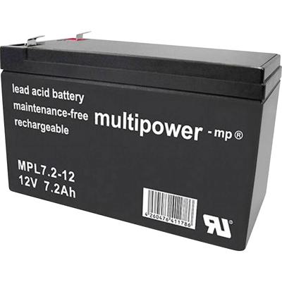 multipower MPL7,2-12 Loodaccu 12 V 7.2 Ah Loodvlies (AGM) (b x h x d) 65 x 102 x 151 mm Kabelschoen 6.35 mm Onderhoudsvrij, Geringe zelfontlading