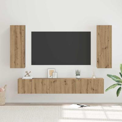 Tv-meubelset 4 pcs artisanaal eikenkleurig 30.5 x 30 x 90 cm