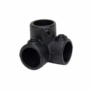 Drieweg bochtstuk 90° dicht mat zwart structuur steigerbuis met inbusbout steigerbuis Ø 33.7mm