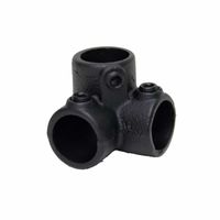 Drieweg bochtstuk 90° dicht mat zwart structuur steigerbuis met inbusbout steigerbuis Ø 33.7mm