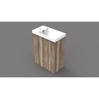 Arcqua Luna Fonteinset 54.3x39.7x21.8cm Canyon Oak met marble fontein met overloop glans wit FNK417531