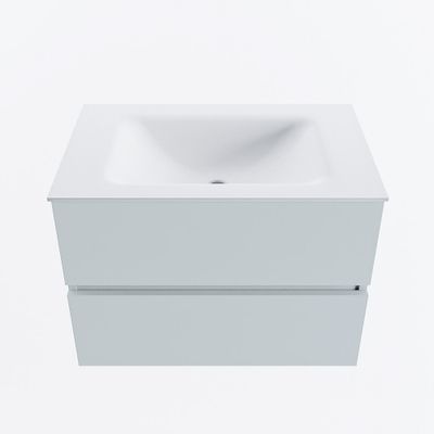 MONDIAZ VICA 70cm badmeubel onderkast Clay 2 lades. Wastafel CLOUD midden zonder kraangat, kleur Talc.