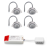 Set LED-inbouwspot Piccolo zilver 3W dimbaar 3-6 stuks