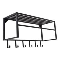 LOFT42 Kapstok Ary - Zwart - Metaal - 6 haken en Roede - 80x40x30