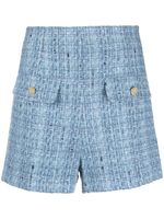 SANDRO short en tweed à taille haute - Bleu - thumbnail