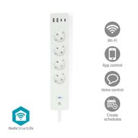 Nedis smartlife stekkerdoos | wi-fi | hybrid (cee 7/7) / usb-a / usb-c™ | 16 a | 3680 w | 2.00 m | 0 - 55 °c | android™ / ios | wit - wifip313fwt