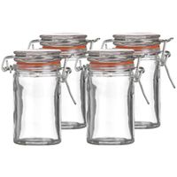 Voorraadpotje/kruidenpotje - 4x - mini - 70 ml - glas - met beugelsluiting