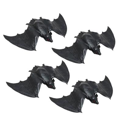 Nep stretchy vleermuis 23 cm - 4x - zwart - griezel/horror thema decoratie dieren Nep stretchy vleermuis 23 cm - 4x - zwart - griezel/horror thema decoratie dieren