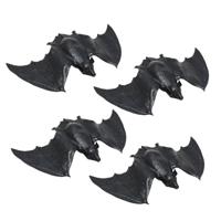 Nep stretchy vleermuis 23 cm - 4x - zwart - griezel/horror thema decoratie dieren