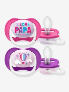 Set met 2 fopspenen Philips AVENT Ultra Air animals 2e leeftijd i love papa + luchtballon