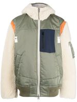 sacai colour-block zip-up hooded jacket - Vert