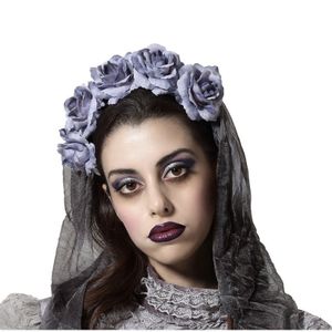 Halloween/horror verkleed diadeem/tiara/bloemenkrans - zombie/spook - kunststof - dames/meisjes   -