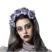 Halloween/horror verkleed diadeem/tiara/bloemenkrans - zombie/spook - kunststof - dames/meisjes   - - thumbnail