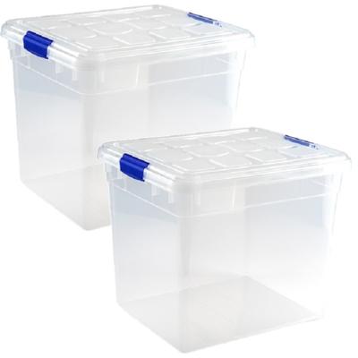 Plasticforte Opbergbox met deksel - 2x - 35 liter - transparant - kunststof