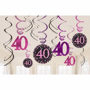 40 jaar hangdecoratie swirls mix pink