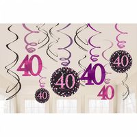 40 jaar hangdecoratie swirls mix pink - thumbnail