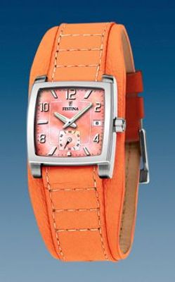 Horlogeband Festina F16181-6 Leder Oranje 17mm