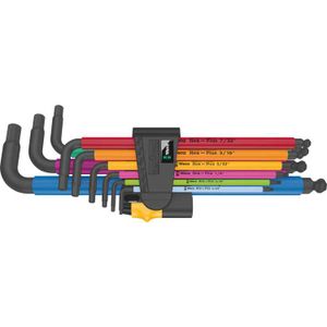 Wera 950/9 Hex-Plus Multicolour Imperial 2 Stiftsleutelset, inch, 9-delig schroevendraaier BlackLaser